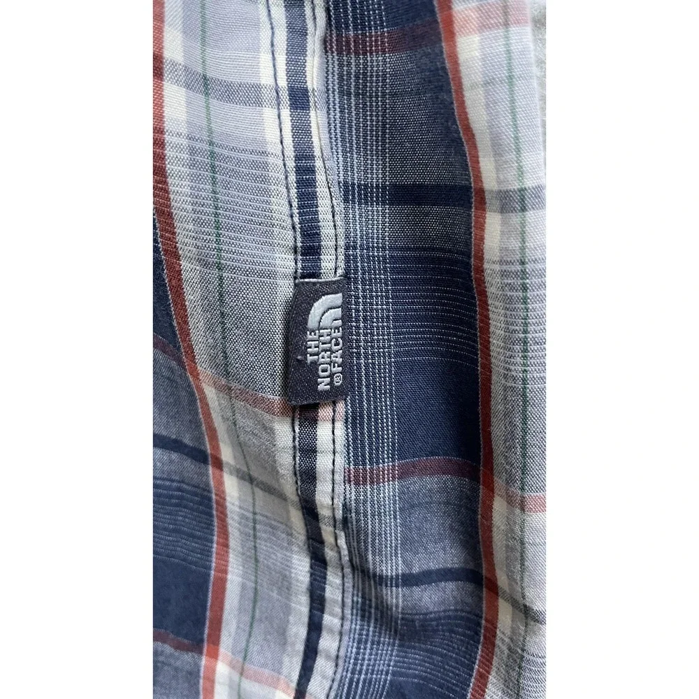 The North Face Shirt Mens XL Blue Plaid Short Sleeve‎ Button Front Casual Pocket